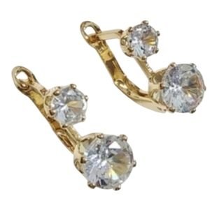 Silver Gold Diamond CZ Earrings